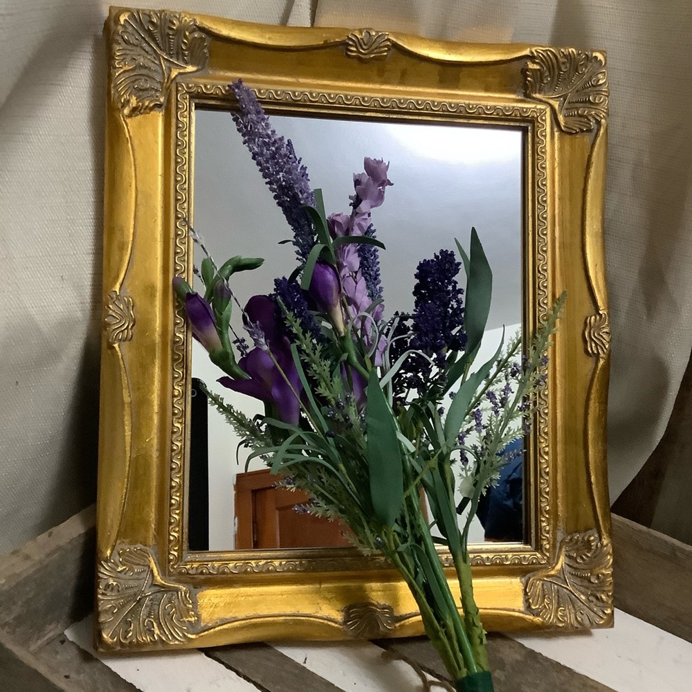 Ornate Gold Wall Mirror with Decorative Frame